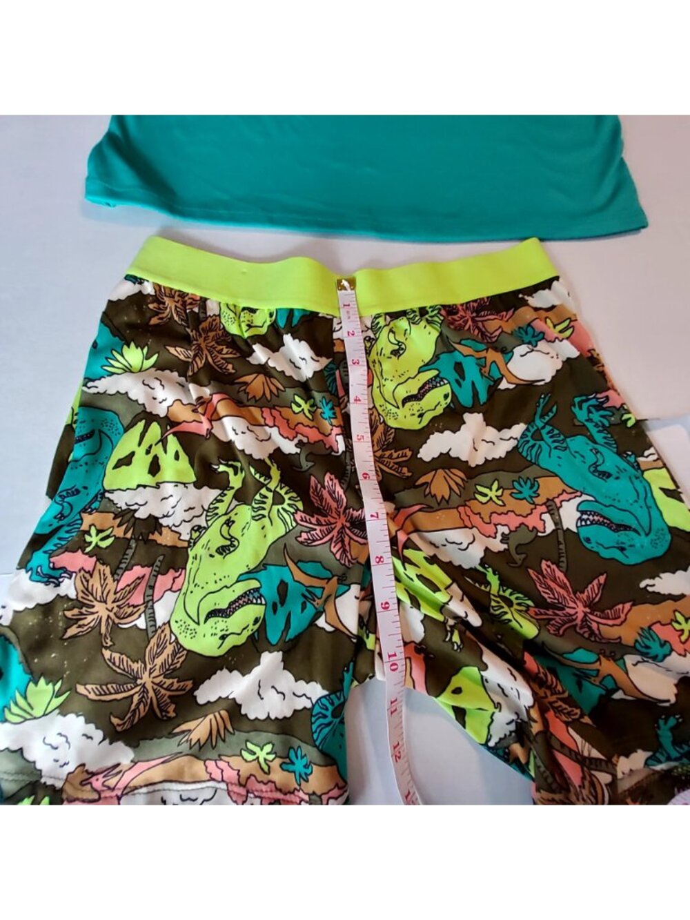 Cat & Jack Kids Dinosaur Pajama Set Sleeveless Top & Shorts Size L 10/12 Green - Picture 6 of 11